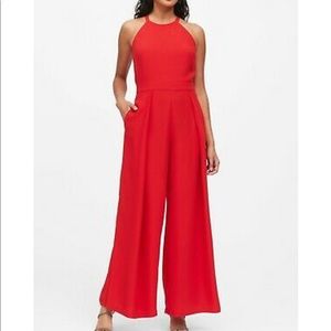 Banana Republic Halter Wide-Leg Jumpsuit,Ultra Red Size 0 Petite